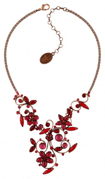 Twisted Flowers necklace in red/antique copper (large) - Konplott